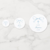Watercolor Blue Bow Baptism Table Konfetti (Rückseiten)