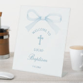 Watercolor Blue Bow Baptism Welcome Sockelschild (In Situ)