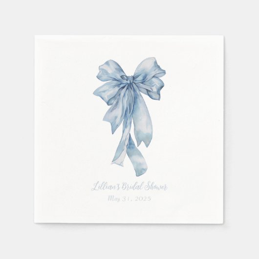 Watercolor Blue Bow Brautparty Napkins Serviette (Vorderseite)