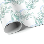 Watercolor Blue Bow Garland Weihnachten Geschenkpapier (Rolleneckpunkt)