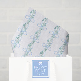 Watercolor Blue Bow Garland Weihnachten Seidenpapier