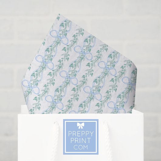 Watercolor Blue Bow Garland Weihnachten Seidenpapier