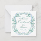 Watercolor Blue Bow Garland Weihnachtsgeschenk Mitteilungskarte (Vorderseite)