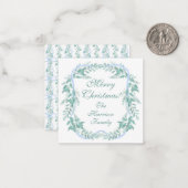 Watercolor Blue Bow Garland Weihnachtsgeschenk Mitteilungskarte (Vorderseite/Rückseite Beispiel)