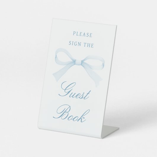 Watercolor Blue Bow Guest Book Sockelschild (Vorderseite)