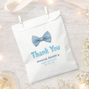 Watercolor Blue Bow Krawatte Baby Dusche Danke Fla Geschenktütchen