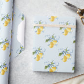 Watercolor Blue Bow Lemons Geschenkpapier