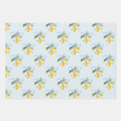 Watercolor Blue Bow Lemons Geschenkpapier Set (Vorderseite)