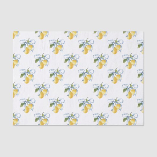 Watercolor Blue Bow Lemons Seidenpapier (Vorderseite)