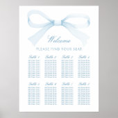 Watercolor Blue Bow Seating Chart Poster (Vorne)