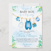 Watercolor Blue Boy Baby Dusche Einladung (Vorderseite)