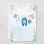 Watercolor Blue Boy Baby Dusche Einladung (Rückseite)