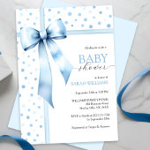 Watercolor Blue Boy Bow Baby Dusche Einladung