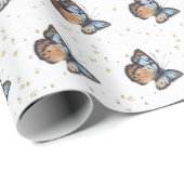 Watercolor Blue Butterfly Geschenkpapier (Rolleneckpunkt)