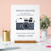 Watercolor Blue Camera Wedding Photo Booth Acrylschild (Hochzeit)