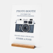 Watercolor Blue Camera Wedding Photo Booth Acrylschild (Winkel)