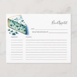 Watercolor Blue Chee Rezept Card Feiertagspostkarte