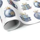 Watercolor Blue Christmas Geschenkpapier (Rolleneckpunkt)