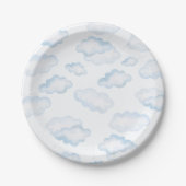 Watercolor Blue Cloud Baby Dusche Pappteller (Vorderseite)