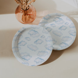 Watercolor Blue Cloud Baby Dusche Pappteller