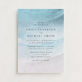 Watercolor Blue Coastal Beach Wedding Invitation Ankündigung