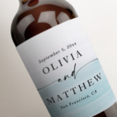 Watercolor Blue & Coastal Wedding | Elegant Beach Weinetikett