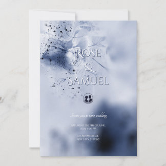 Watercolor Blue Colorful Misty Flowers Wedding Inv Einladung