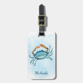Watercolor Blue Crab Coastal Gepäckanhänger (Vorderseite vertikal)