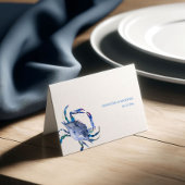 Watercolor Blue Crab Coastal Wedding Platzkarte