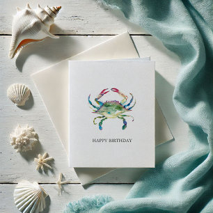 Watercolor Blue Crab Grußkarte zum Geburtstag Feiertagskarte