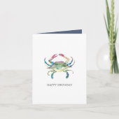 Watercolor Blue Crab Grußkarte zum Geburtstag Feiertagskarte (Vorderseite)