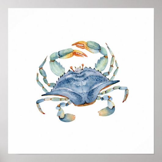Watercolor Blue Crab Poster (Vorne)