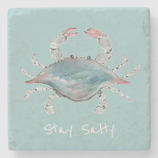 Watercolor Blue Crab Steinuntersetzer (Vorderseite)