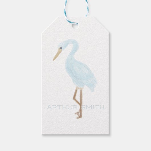 Watercolor Blue Crane Geschenkanhänger (Vorderseite)