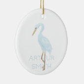 Watercolor Blue Crane Keramik Ornament (Rechts)