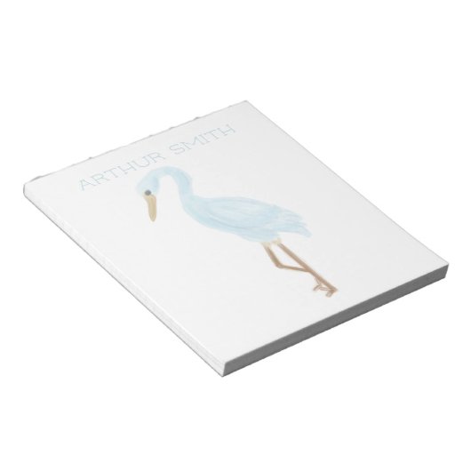 Watercolor Blue Crane Notizblock (angewinkelt)