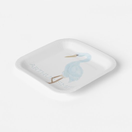 Watercolor Blue Crane Pappteller (Gewinkelt)