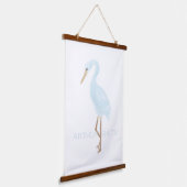 Watercolor Blue Crane Wandteppich Mit Holzrahmen (Gewinkelt)