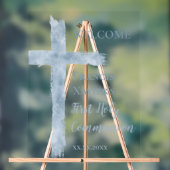 watercolor blue cross First Communion  Acrylschild (Neutral)