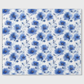 Watercolor Blue Daisy Muster Geschenkpapier (Flach)