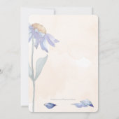 Watercolor Blue Daisy Wedding Soft Peach Save The Date (Rückseite)
