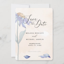 Watercolor Blue Daisy Wedding Soft Peach Save The Date
