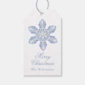 Watercolor Blue Designer Schneeflocken Weihnachten Geschenkanhänger (Vorderseite)