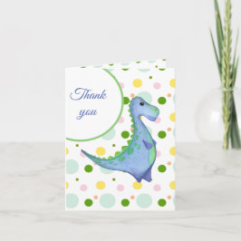 Watercolor Blue Dinosaurier Boys Geburtstagsparty Dankeskarte
