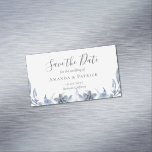 Watercolor Blue Elegante Wedding Save the Date Mag Magnetische Visitenkarte