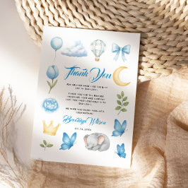 Watercolor Blue Elephant | Boy’s Baby Shower Dankeskarte