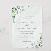 Watercolor Blue Eucalyptus Greenerity Wedding Einladung (Vorne/Hinten)