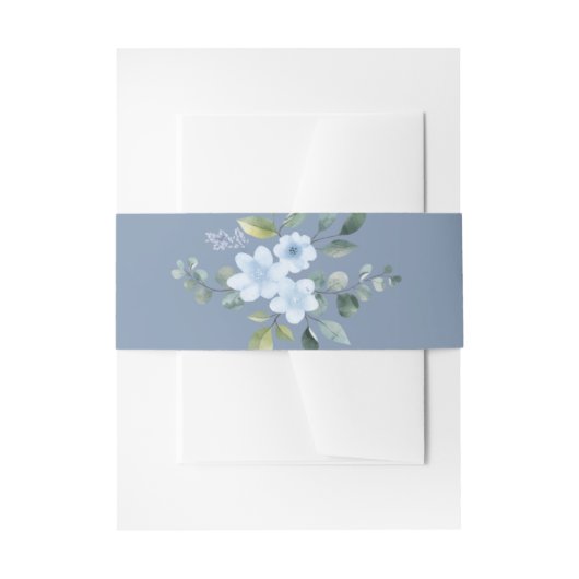 Watercolor Blue Floral  Einladungsbanderole (Vorderseite Beispiel)