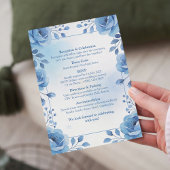 Watercolor Blue Floral Wedding Invitation Einladung