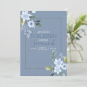 Watercolor Blue Floral Wedding Shower Invitation (Stehend Vorderseite)